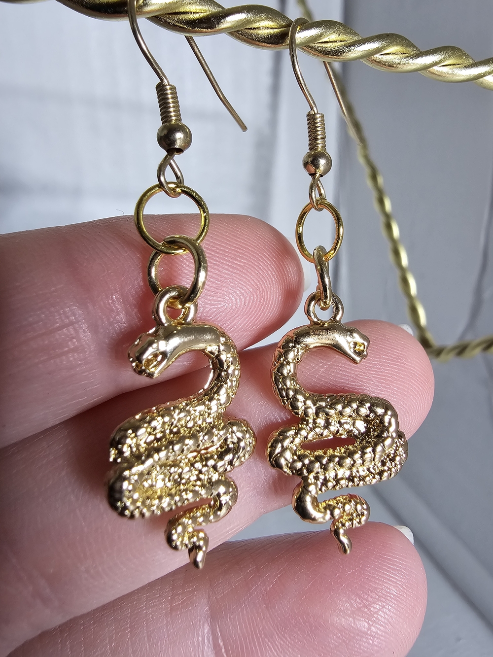 Gold Snake Drop Earrings for Women - Unbranded